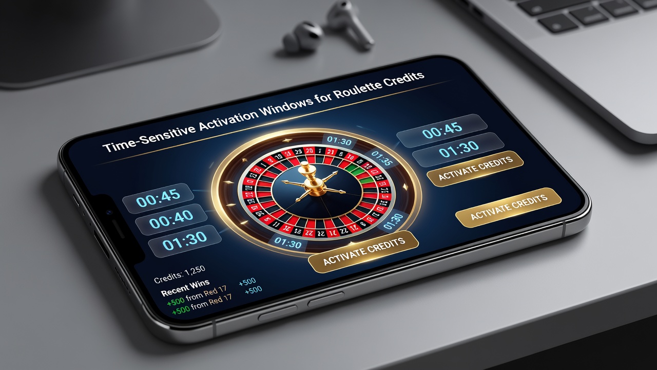 Close-up of roulette table in app with time-sensitive credit notification overlay