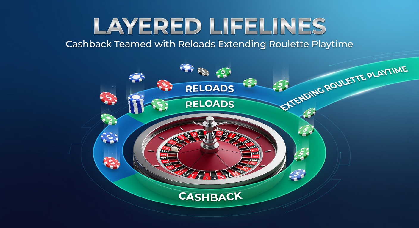 Digital dashboard showing cashback credits and reload prompts during an active roulette game, highlighting prolonged session features