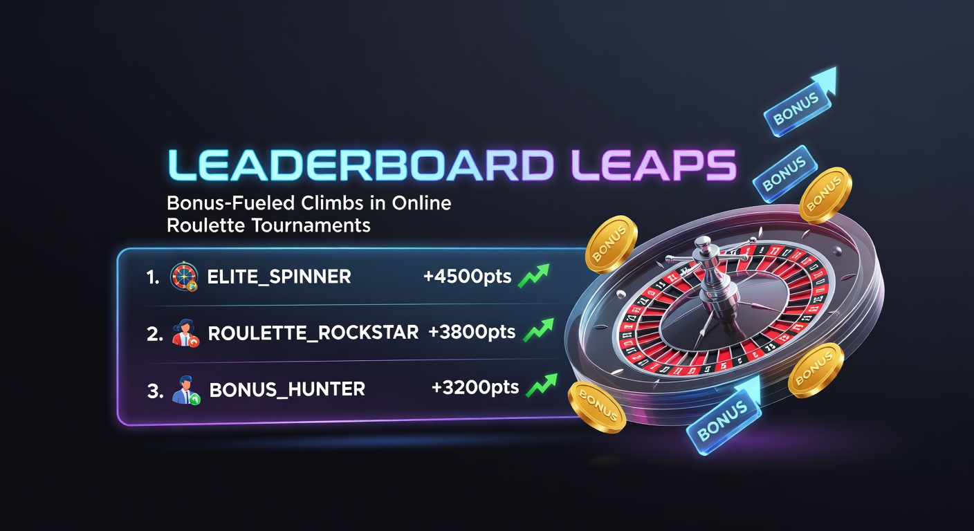 Dynamic online roulette tournament leaderboard showing players surging up ranks with bonus multipliers highlighted in vibrant graphics