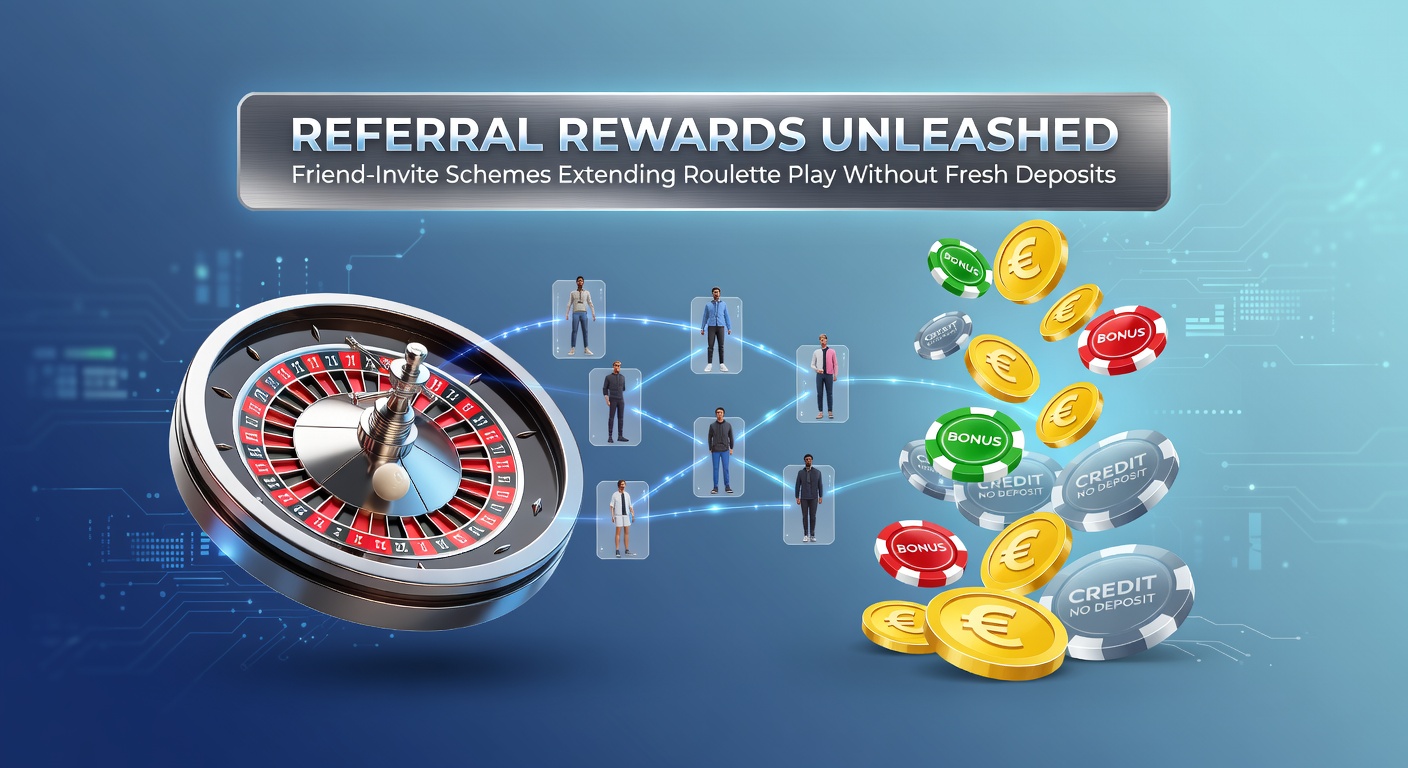 Illustration of friends sharing a mobile device with roulette wheel spinning in the background, highlighting social referral bonuses