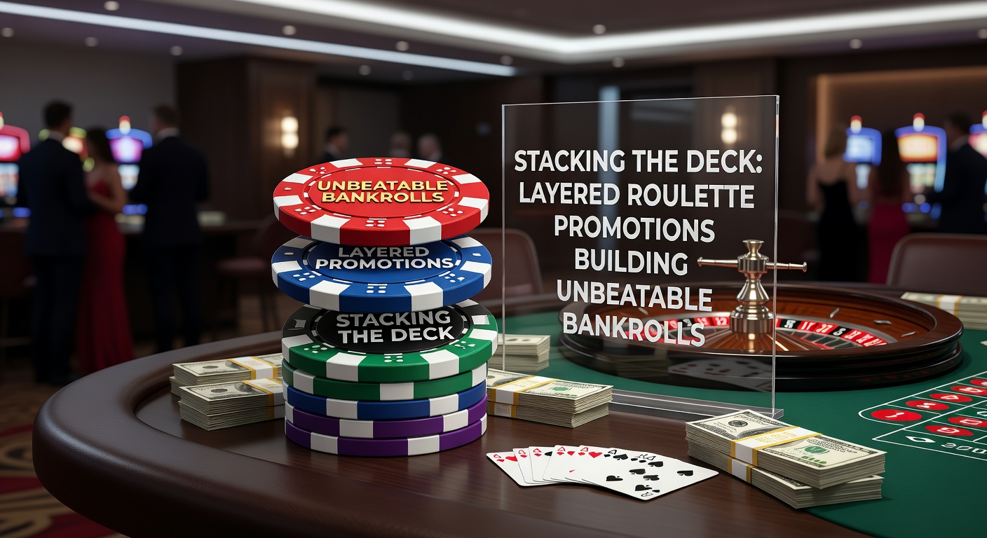 Illustration of a roulette wheel with overlaid bonus icons stacking upward to represent layered promotions