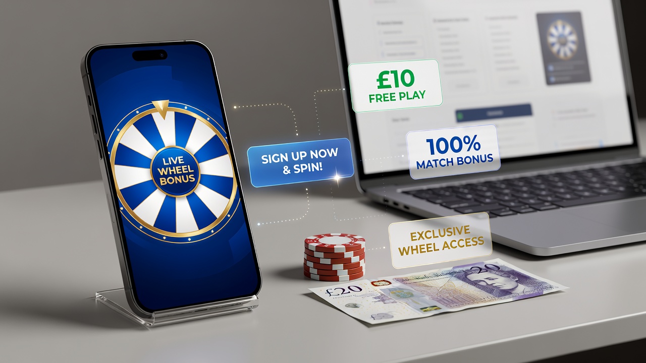 Mobile app interface showing live roulette table with signup bonus overlay on a UK platform