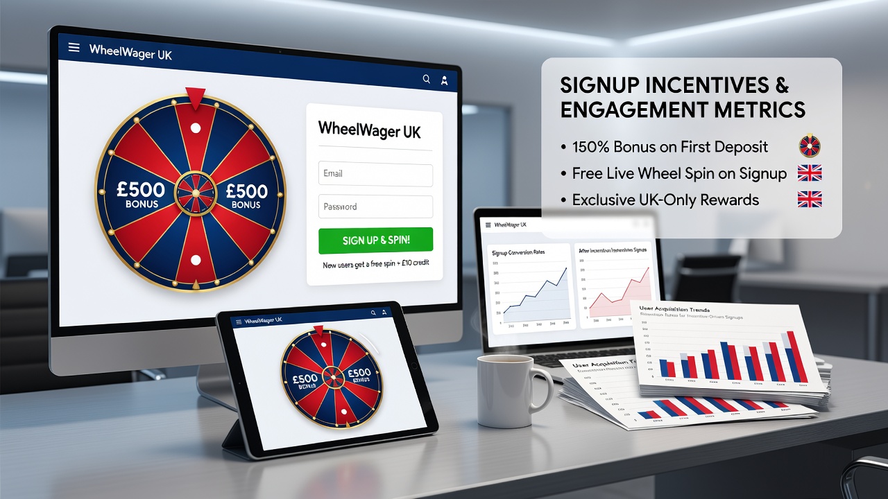 User navigating live wheel game interface with integrated signup incentive details