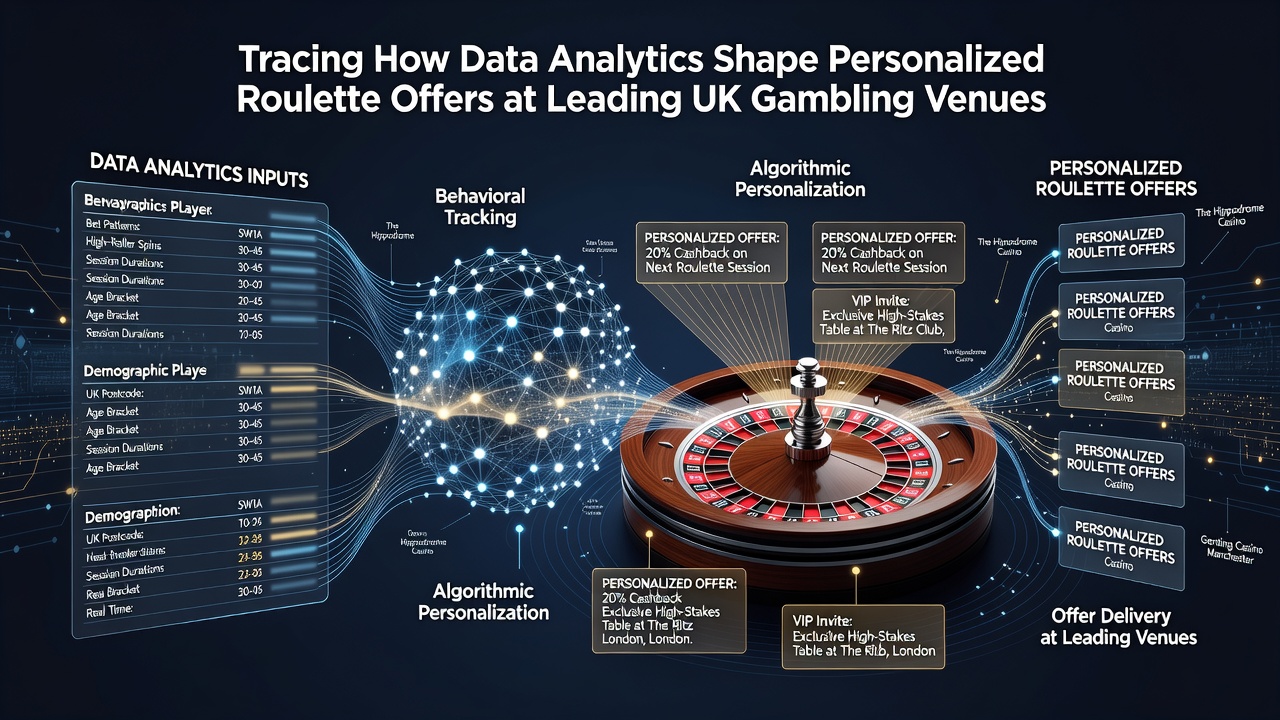 Data visualization dashboard showing player behavior patterns and roulette offer personalization metrics at a UK casino platform